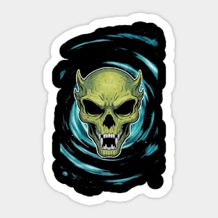 Green Alien Skull Sticker